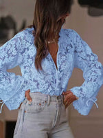 Load image into Gallery viewer, Lace Openwork Casual Shirt Women N6D137