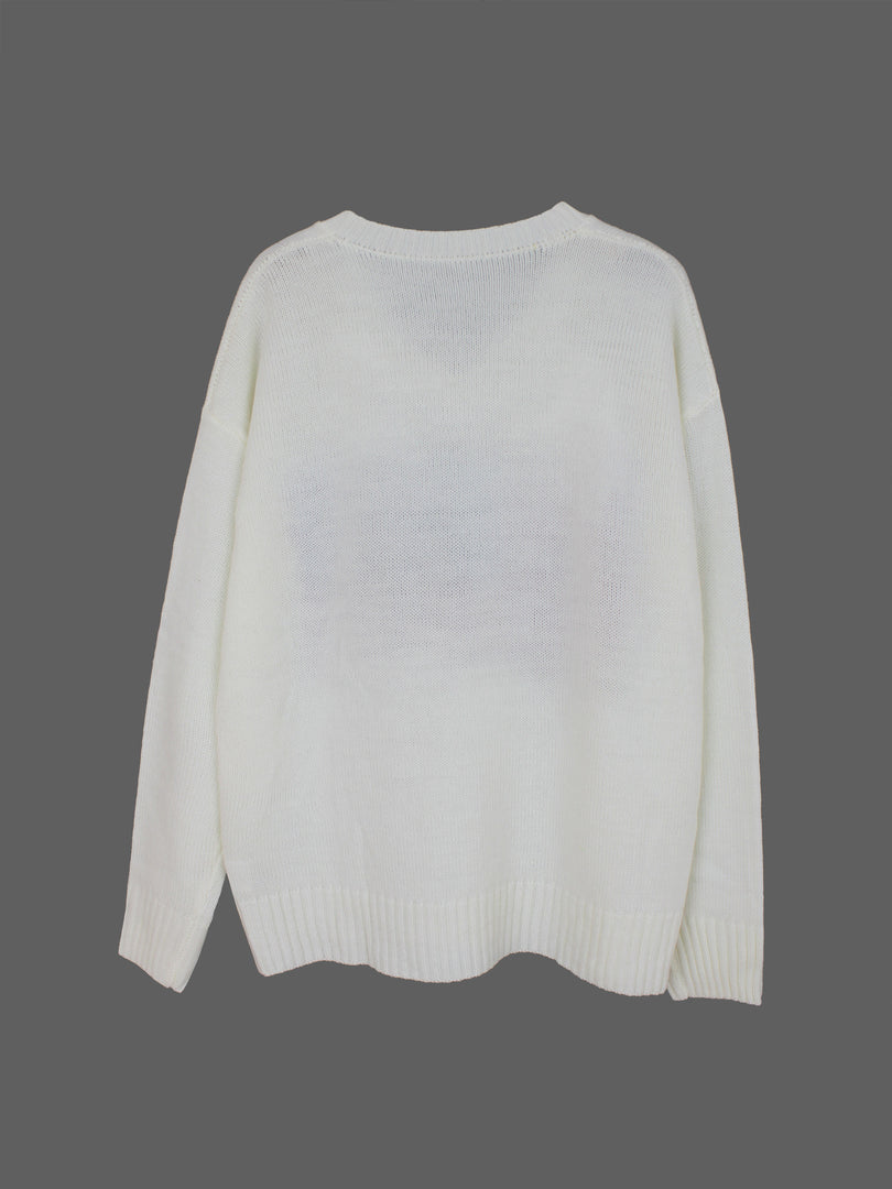Women's V-Neck Long Sleeve Knit Pullover Casual N6H268