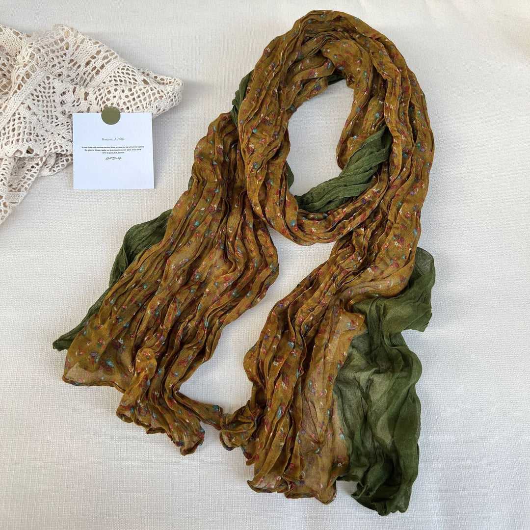 Botanical Print Crinkle Scarf  M5A210