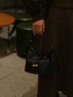 Load image into Gallery viewer, Metallic Hobo Shoulder Bag Women Black N6C034