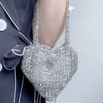 Load image into Gallery viewer, Hand Woven Acrylic Heart Silhouette Top Handle Bag S5P404