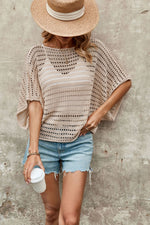 Load image into Gallery viewer, Round Neck Solid Bat Sleeve Loose Knit Top Women N6A075