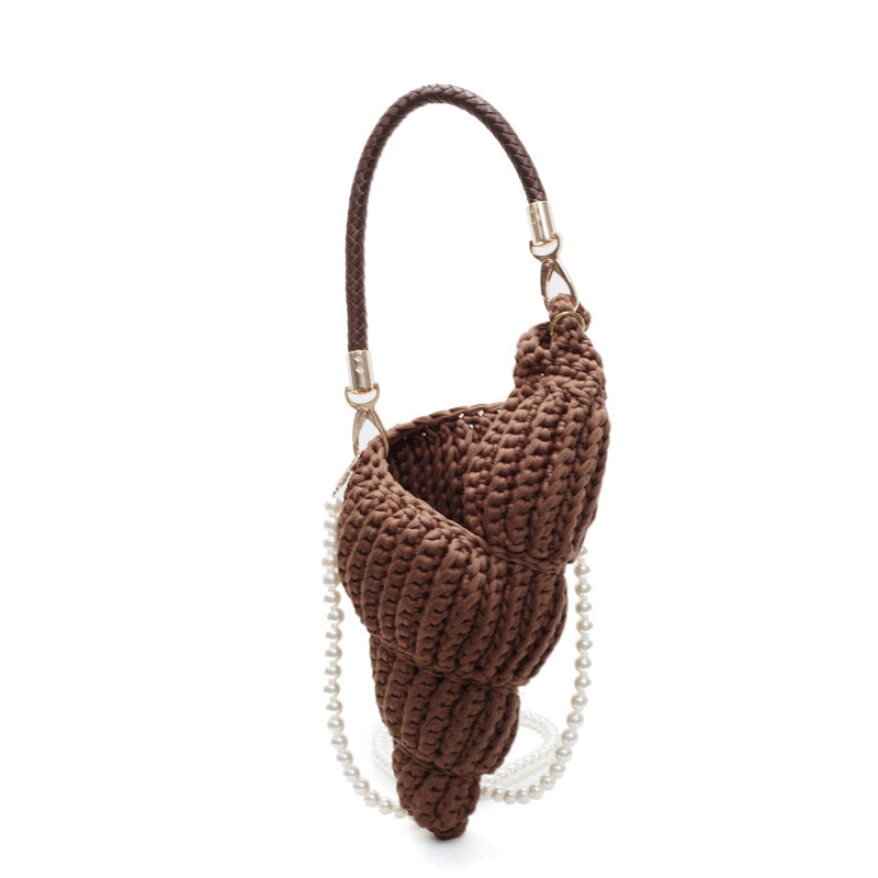 Handwoven Shell Beach Crossbody Bag Crochet Tote N6F084