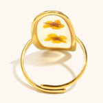Load image into Gallery viewer, Real Flower Steel Ring Gold Plated Adjustable S5P002
