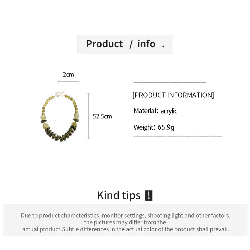 Womens Vintage Round Acrylic Beaded Necklace N6K180