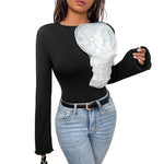 Load image into Gallery viewer, 3D Floral Bodysuit Long Sleeve High Waist Black N5Z484
