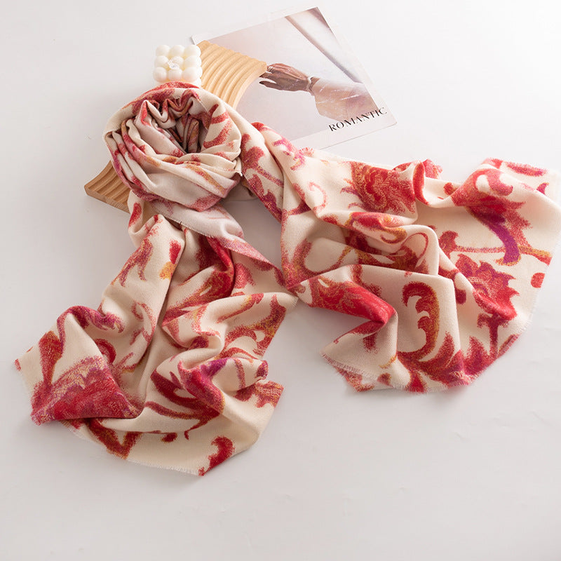 Floral Print Faux Cashmere Wrap  M5A145