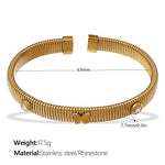 Load image into Gallery viewer, Four Leaf Clover Bangle Titanium Steel Plated Elastic S5P090