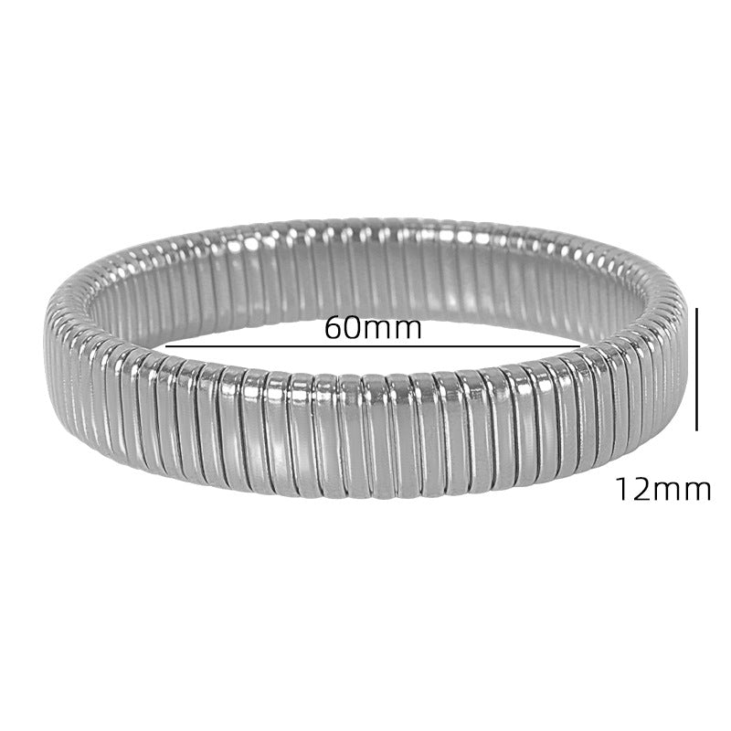 Titanium Steel Grooved Bangle Elastic Medical-Grade S5P253