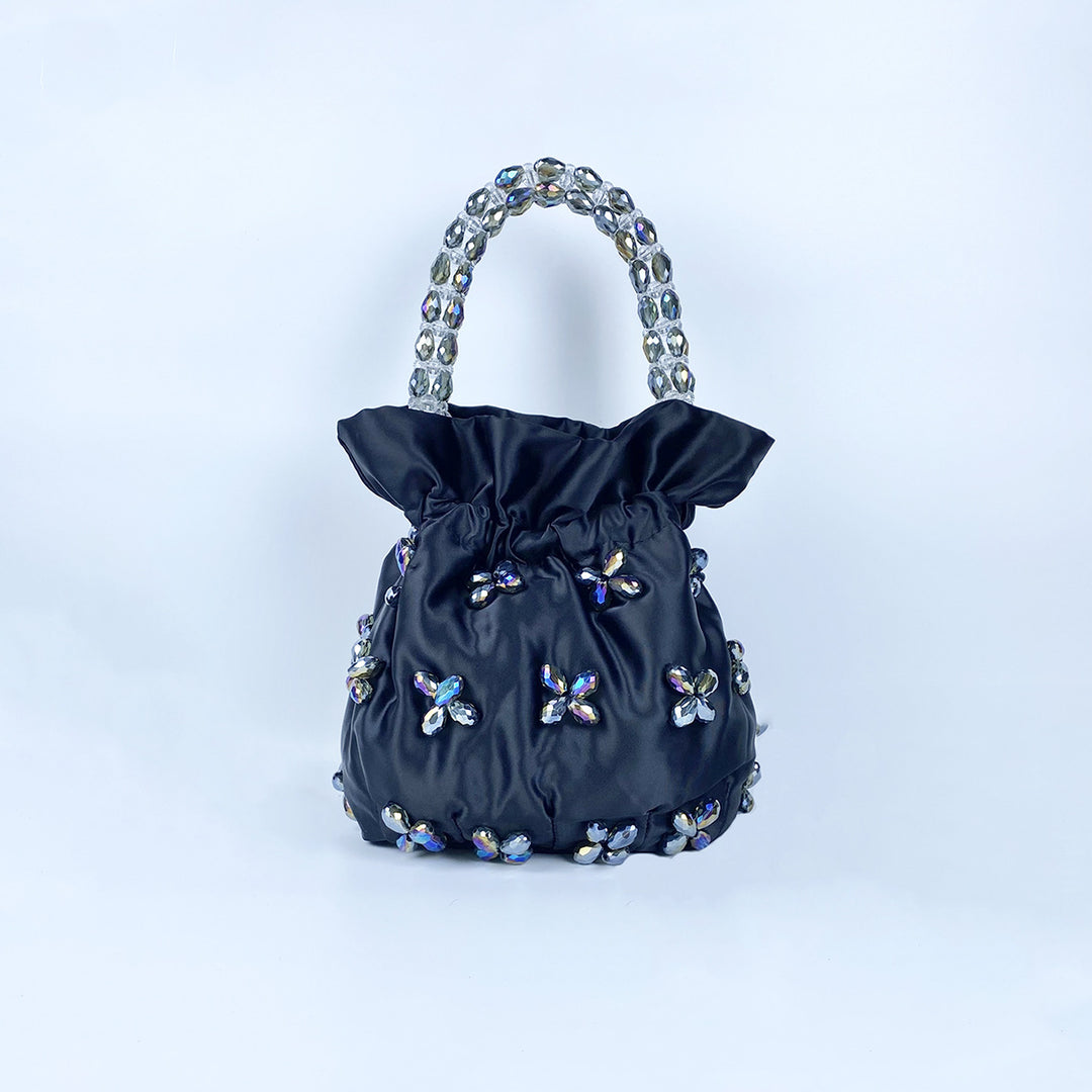 Hand Beaded Acrylic Bucket Bag Drawstring Closure S5P407