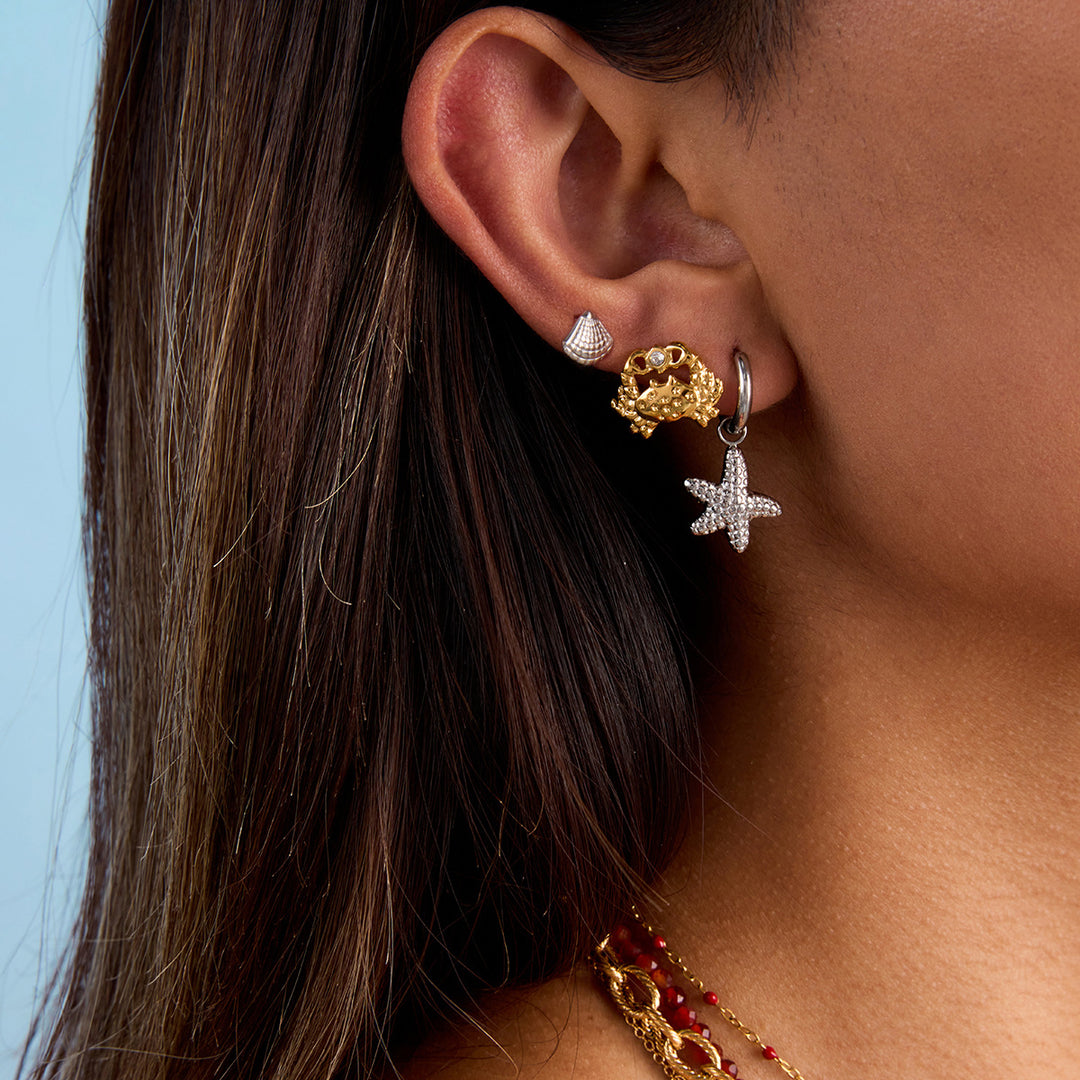 Geometric Zircon Studs Steel Gold-Plated S5P148