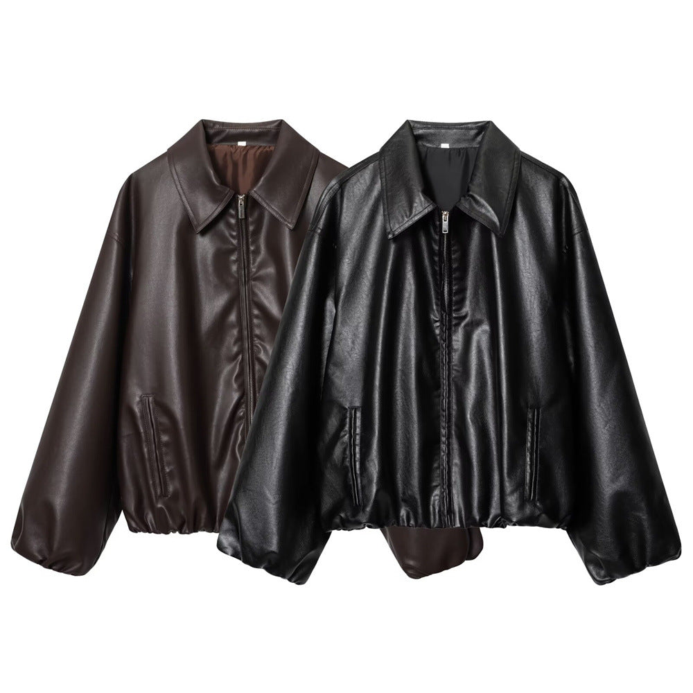 Fashion Faux Leather Jacket Women Multiple Colors N5A409