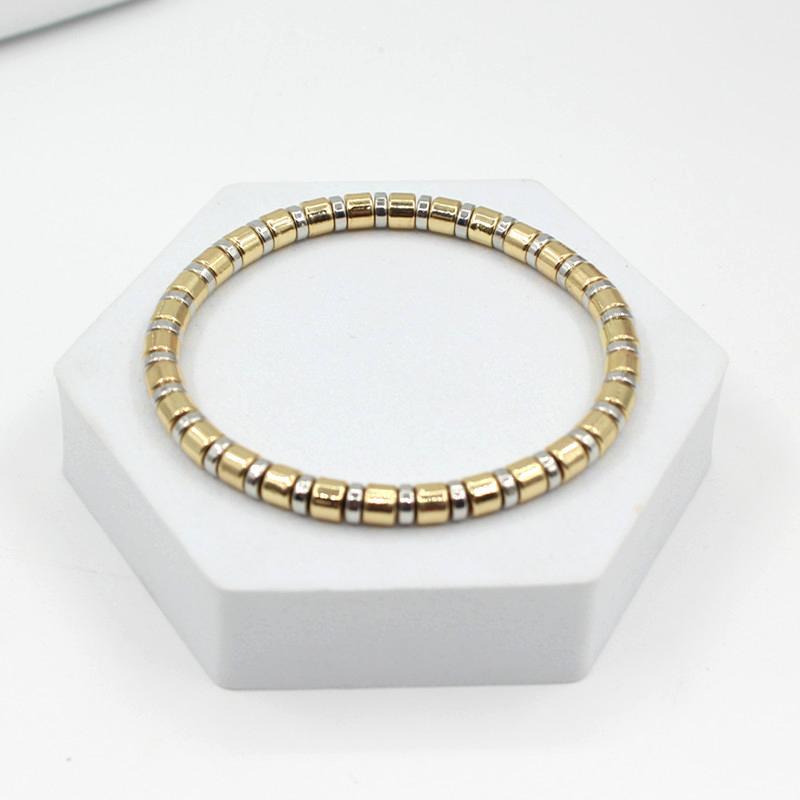Tube Bead Chain Alloy Vitreous Enamel Rainbow S5P267