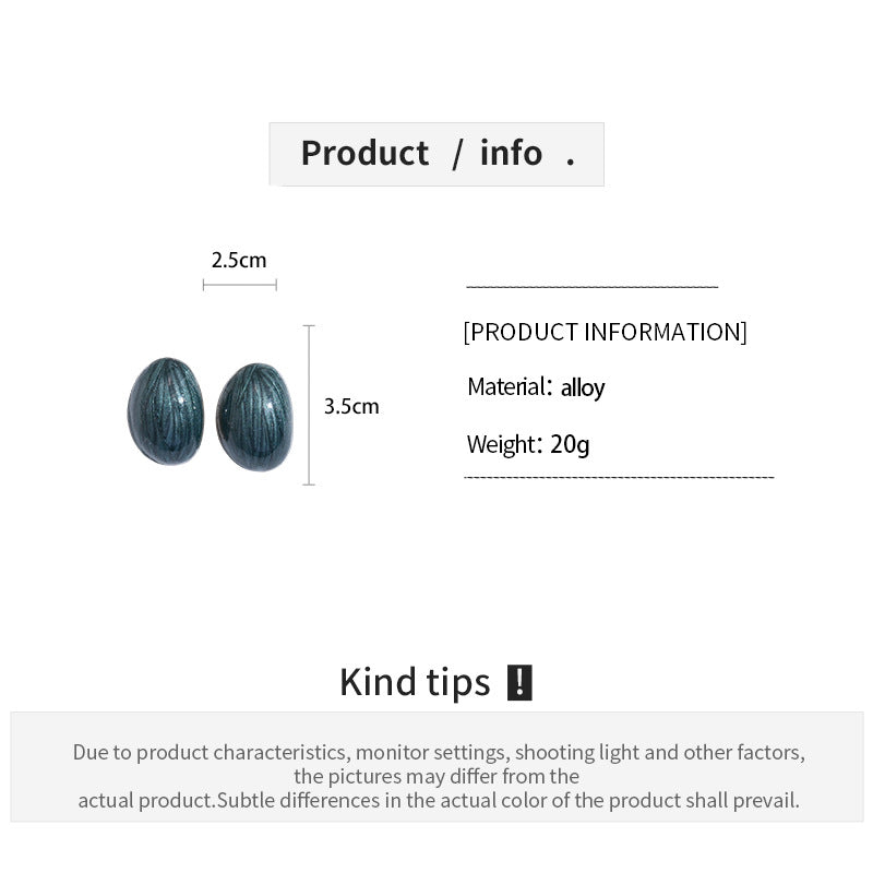 Womens Vintage Marbled Oval Alloy Stud Earrings N6K156
