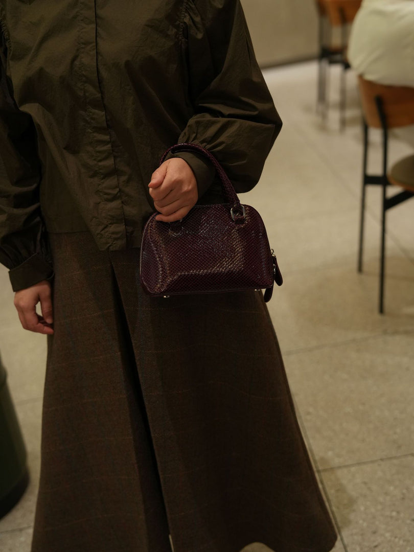 Burgundy Stone Texture Shell Bag Women N6C036