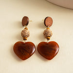 Load image into Gallery viewer, Womens Vintage Raffia Heart Resin Stud Earrings N6K171