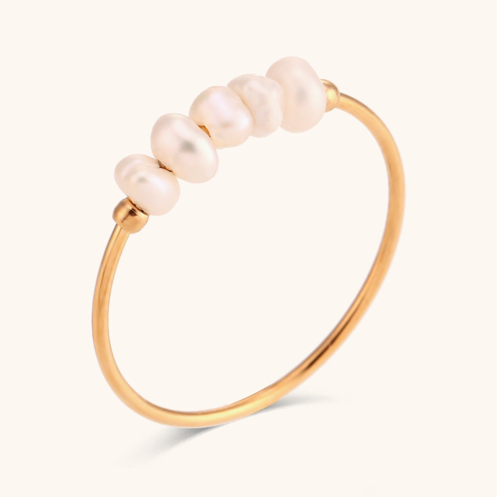 Crushed Freshwater Pearl Ring Stainless Steel N6H180