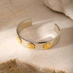 Load image into Gallery viewer, Floral Open Cuff Steel Silver-Plated Sculptural S5P086