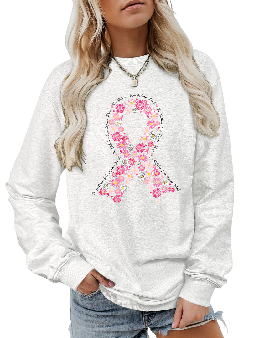 Casual Printed Crewneck Sweatshirt Women N6H046