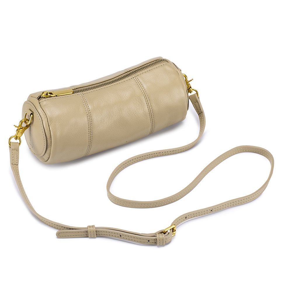 Vintage Genuine Leather Barrel Bag Shoulder Crossbody N6F158