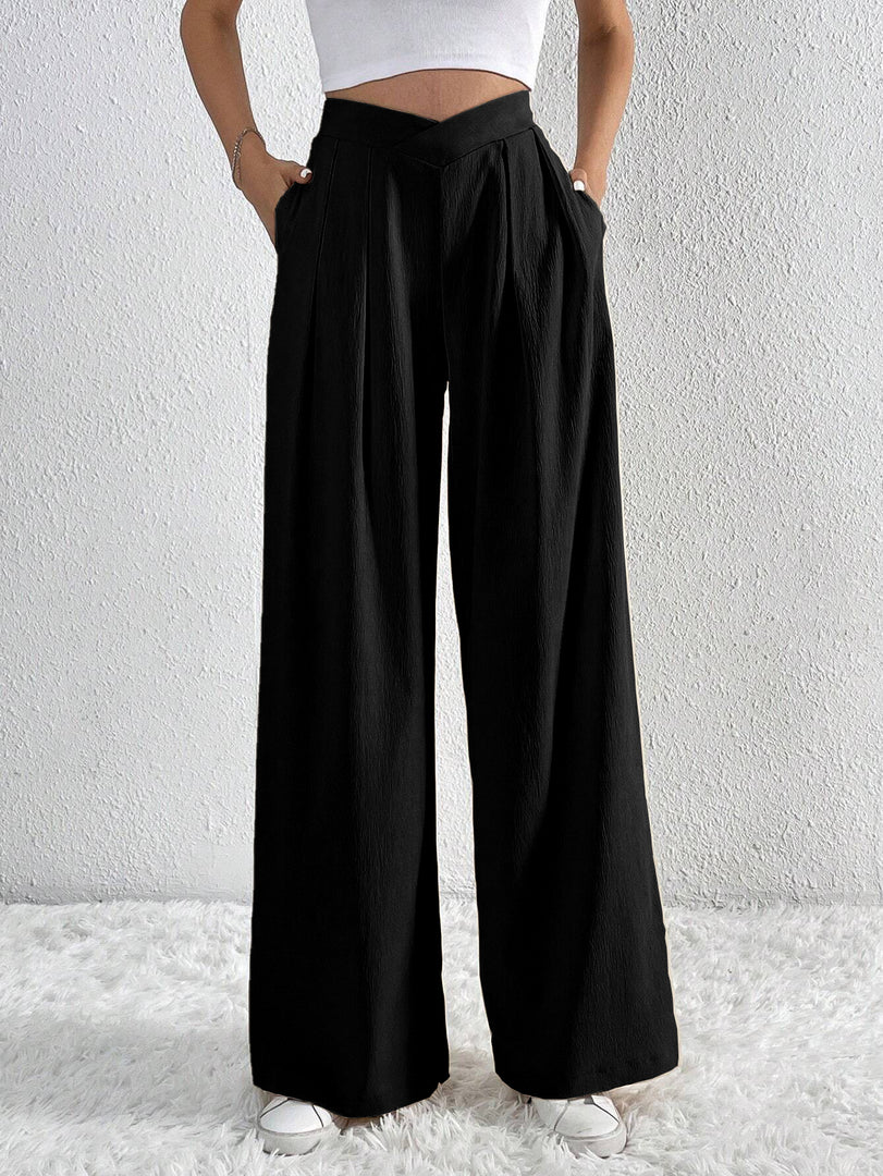 Pleated Wide Leg Work Pants Women N6B041