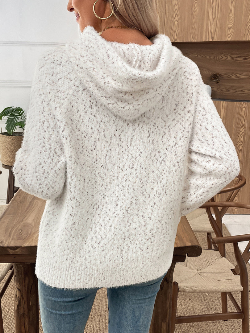 Letter Jacquard Hooded Knit Sweater Women Loose Soft N6H265