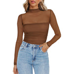 Load image into Gallery viewer, Sheer Mesh Mock Neck Tee Delicate Ultra Light N5Z315