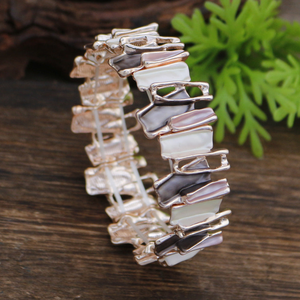 Color Drip Hand-Painted Geometric Stretch Bangle N6C213