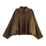 Load image into Gallery viewer, Suede Touch Bomber Jacket Notch Collar N5Z242