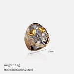 Load image into Gallery viewer, Skull Ring 18K Gold Steel Bold Design Statement Piece S5P012
