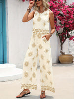 Load image into Gallery viewer, Button-Front Print Vest and Wide Leg Pants  Set N6C250