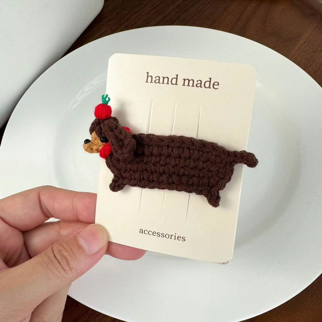 Girls Cute Cartoon Animal Knit Hair Clip N6K307