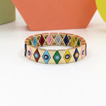 Load image into Gallery viewer, Evil Eye Rhombus Cuff Steel Stove-Enameled Elastic S5P152