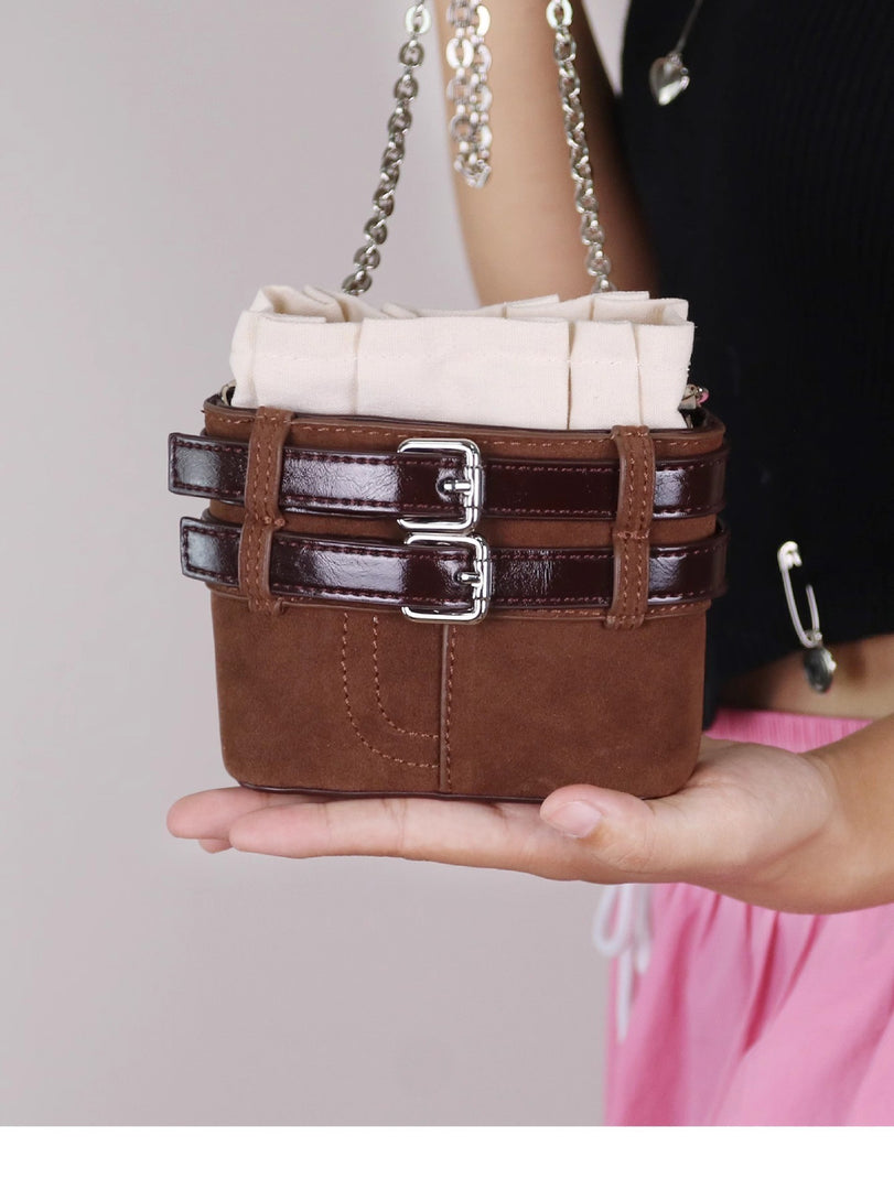 Suede Chain Crossbody Bag Horizontal Rectangle S5P342