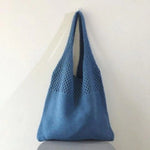 Load image into Gallery viewer, Women's Woven Cutout Knit Bucket Tote Bag N6J171