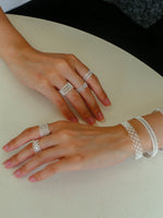 Load image into Gallery viewer, Lace Diamond Adjustable Silver Ring Women N6C002