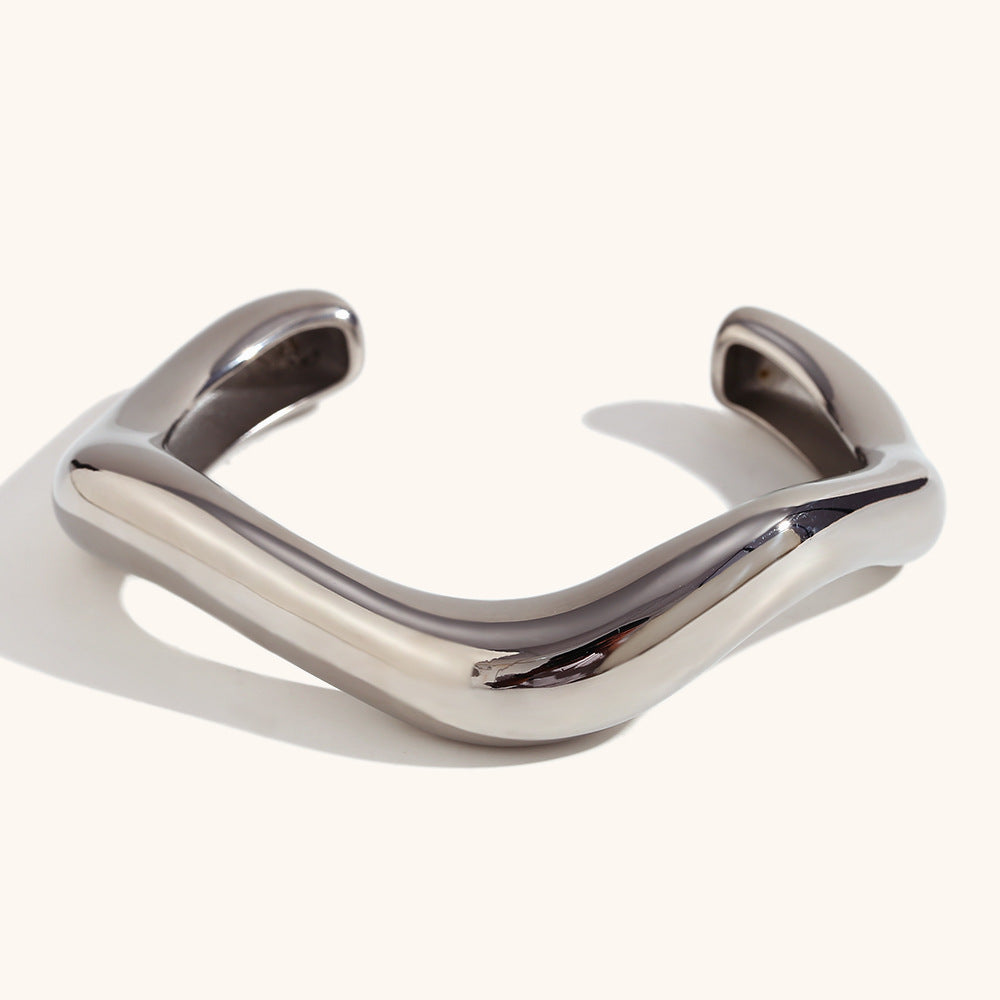 Liquid Wave Bracelet Steel Gold-Plated Fluid S5P189