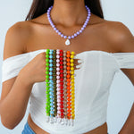 Load image into Gallery viewer, Dopamine Pearl Acrylic Geometric Beaded Necklace N6H059