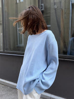 Load image into Gallery viewer, Solid Relaxed Backless Cotton Knit Sweater Women N6G128