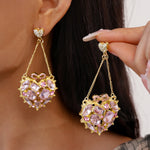Load image into Gallery viewer, Bow  Heart Earrings Alloy Prong-Set Crystals Silver S5P111
