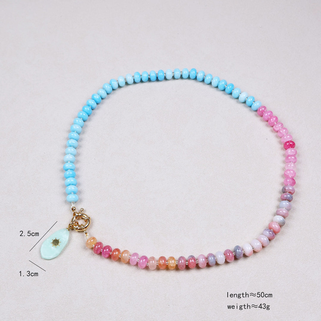 Bohemian Natural Stone Bead Pendant Necklace N6E112