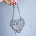 Load image into Gallery viewer, Hand Woven Acrylic Heart Silhouette Top Handle Bag S5P404