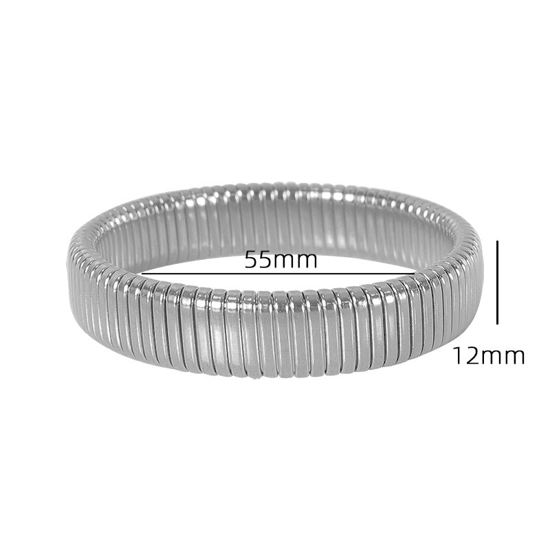 Titanium Steel Grooved Bangle Elastic Medical-Grade S5P253