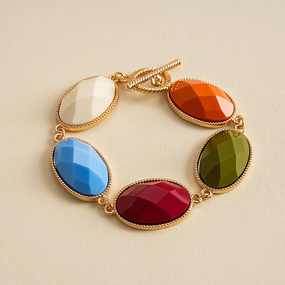 Womens Vintage Marbled Oval Resin Bracelet N6K134