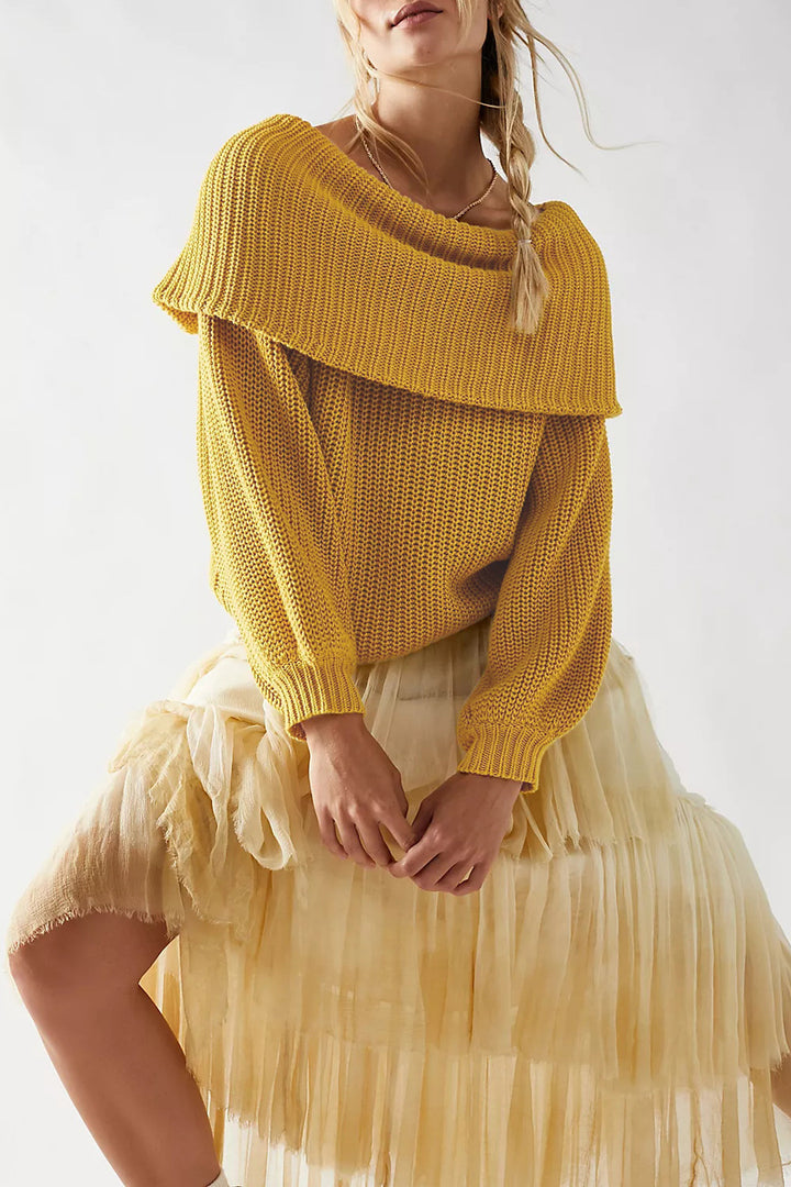 Boat Neck Knit Sweater  In Heavyweight N5Z393
