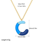 Load image into Gallery viewer, Alphabet Enamel Capsule Necklace Steel Gradient Color S5P234
