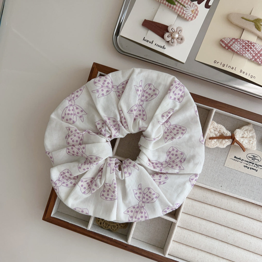 Printed Cotton Hair Tie Elastic Ponytail Holder S5P338