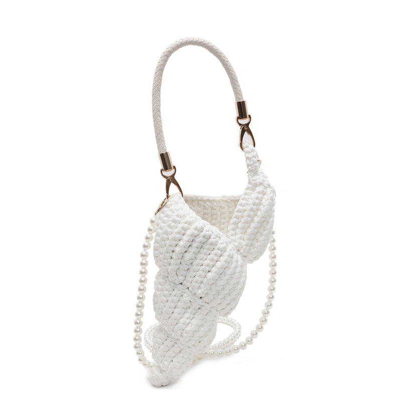 Handwoven Shell Beach Crossbody Bag Crochet Tote N6F084