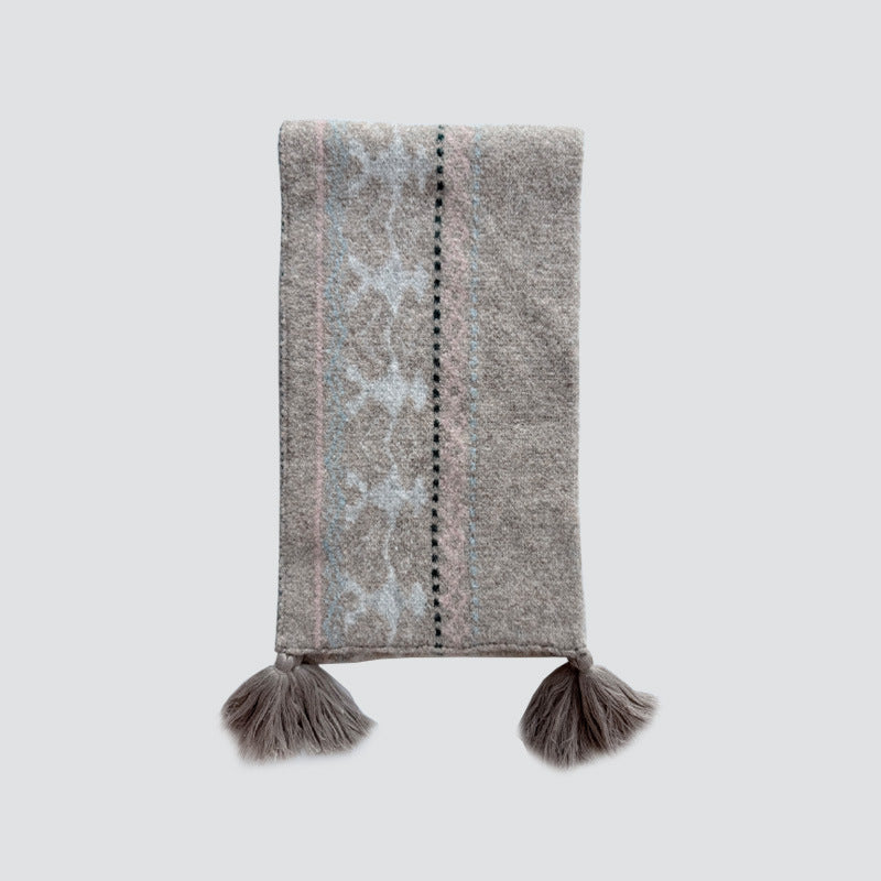 Heavyweight Wool Blend Scarf Fringe Detailing  M5A100
