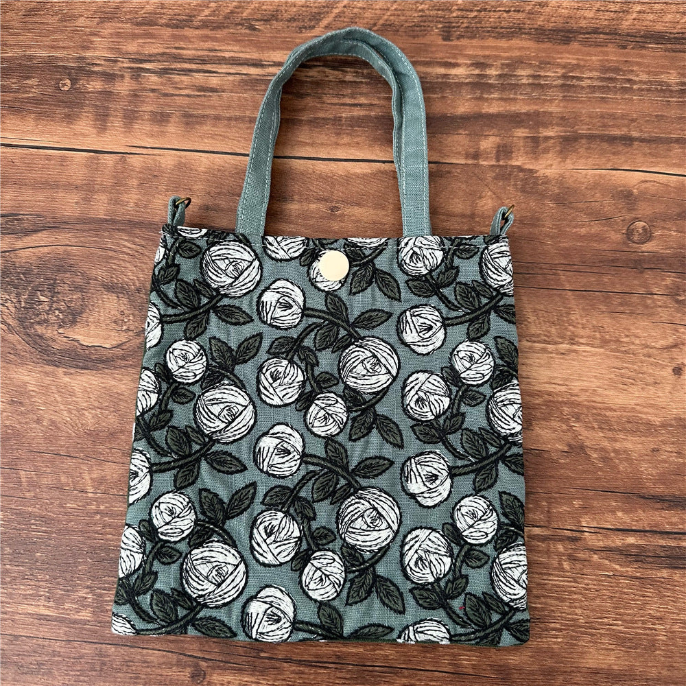 Embroidered Cotton Linen Crossbody Bag Reversible N6F153